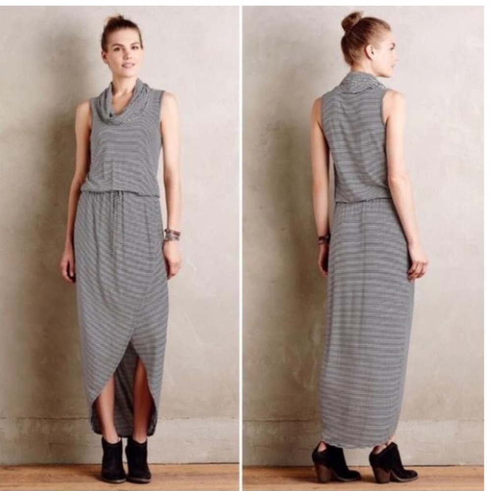 Anthropology DolanLeft Coast Black & White Cowl Neck Sleeveless Maxi Dress
